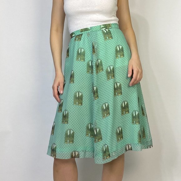 Vintage WINDOW to the GARDEN Print SKIRT! Medium - Picture 4 of 5